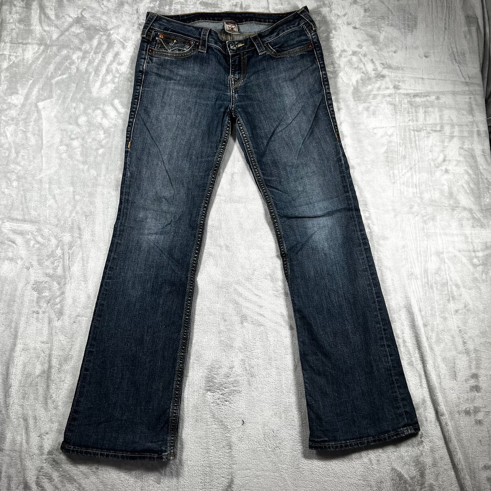 True Religion Joey Jeans Womens 32 Bootcut Flap Pocket Y2K USA Made Medium Wash